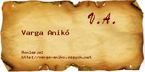 Varga Anikó névjegykártya